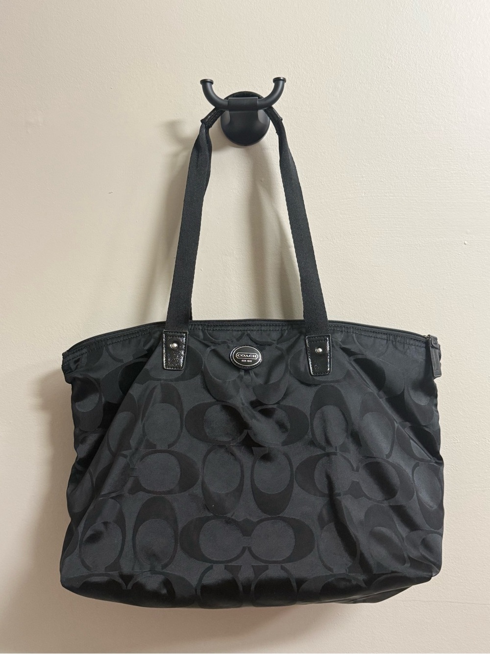 Coach Black Signature Jacquard Tote